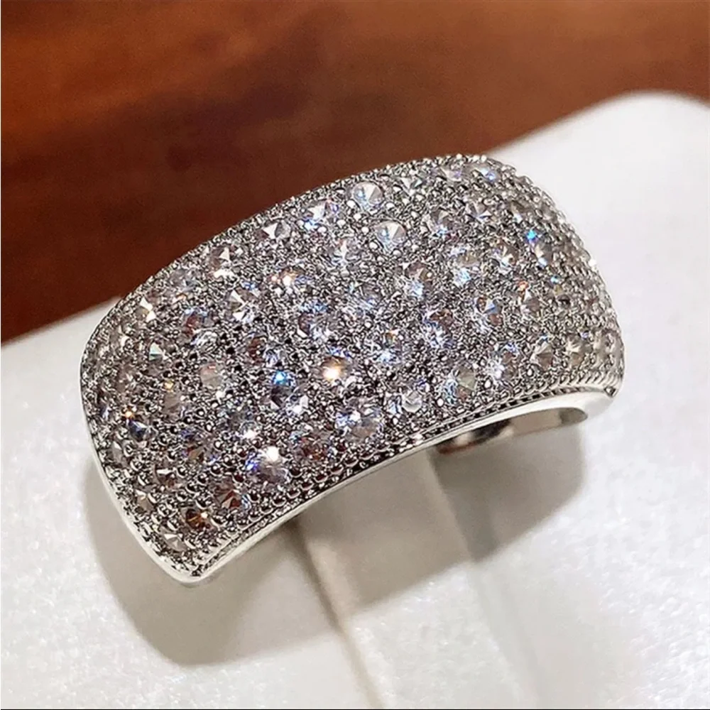 New 925 Silver Shine Luxury Wedding Ceremony Diamond Ring 💍 - Picture 3 of 6